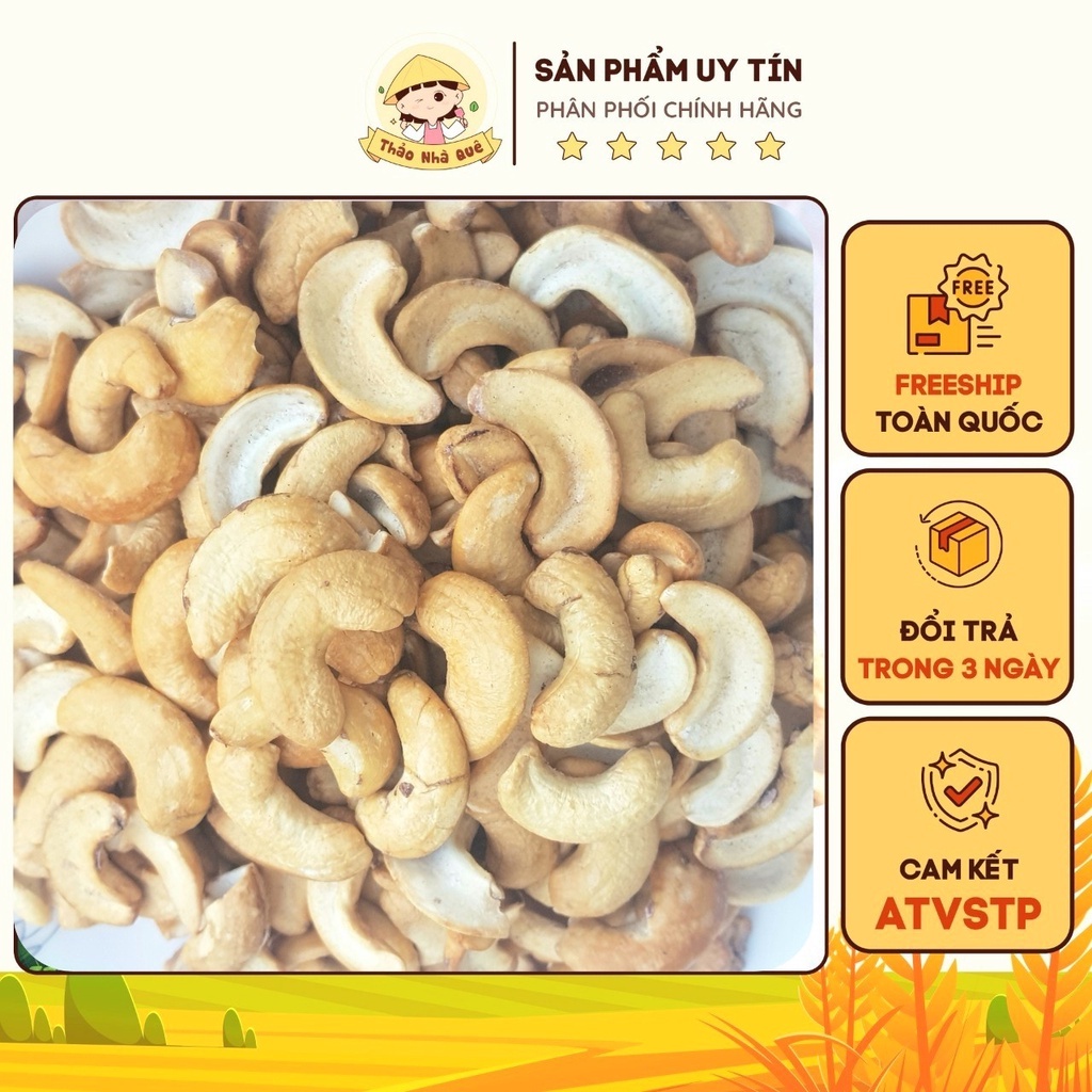 Hạt điều sấy rang muối sạch vỏ lụa vỡ bể nguyên vị thơm ngon loại 1, đặc sản Daklak - Đồ ăn vặt dinh dưỡng
