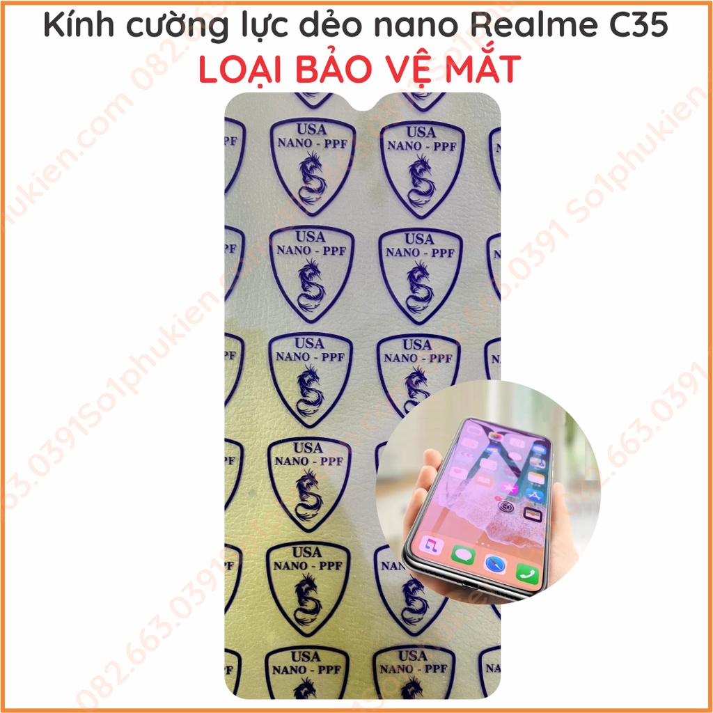 Dán cường lực Realme C35 / Narzo 50A Prime dẻo nano chống bể, loại trong suốt , loại nhám chống vân tay, loại bảo vệ mắt
