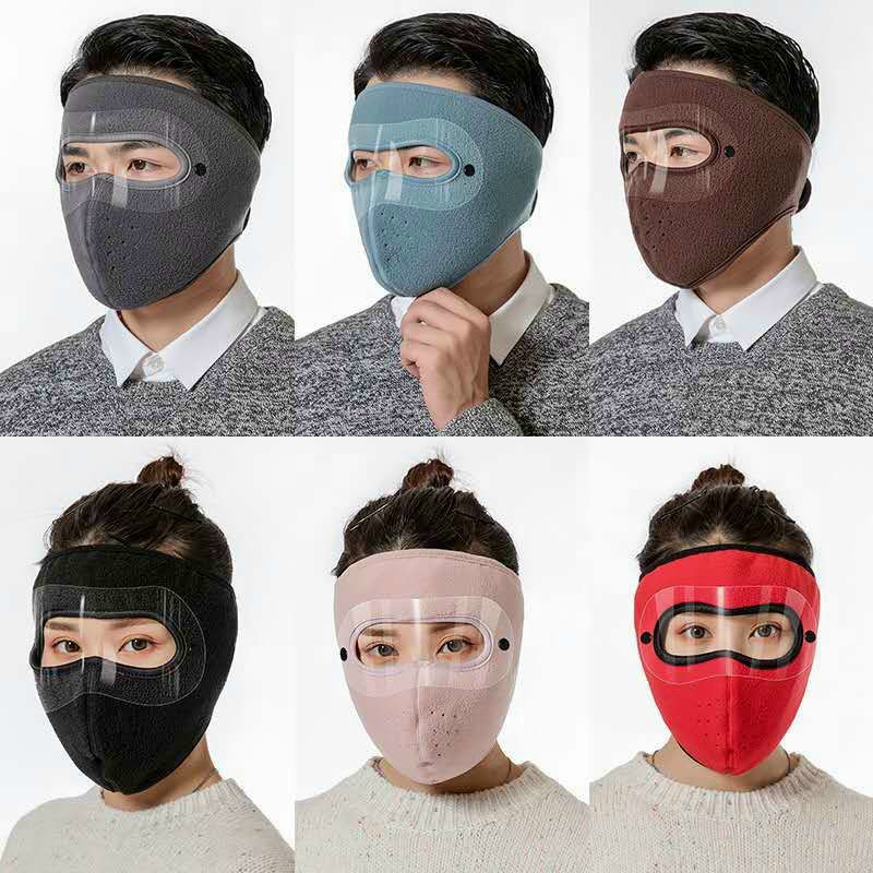 Khẩu trang ninja 2in1 Lót nỉ có kính Chống mưa gió lạnh bảo vệ mắt