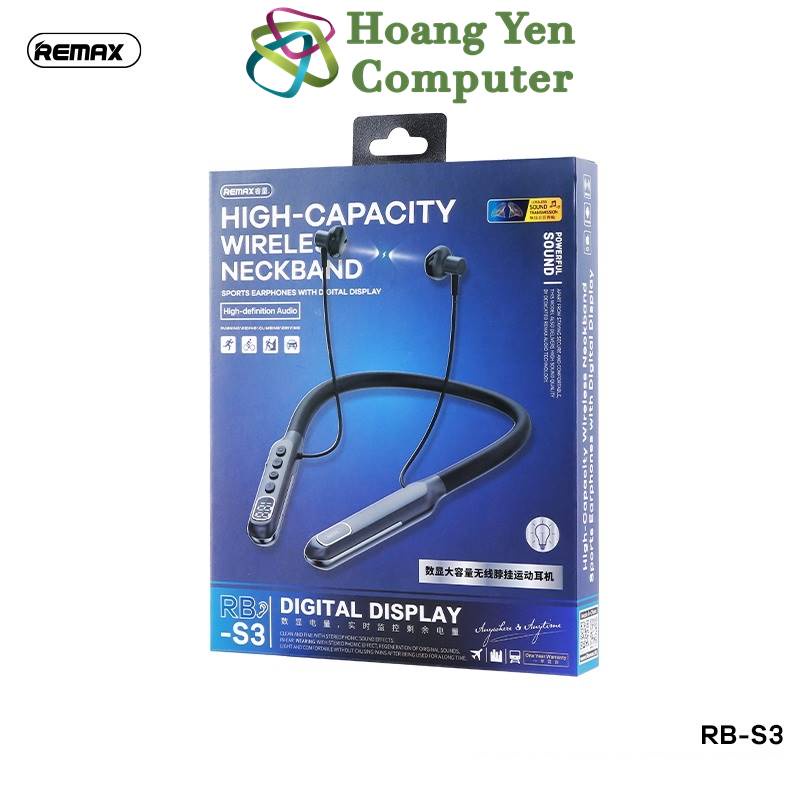 Tai Nghe Bluetooth Thể Thao Remax RB-S3 V5.3 - Pin Cực Khủng, Sử Dụng Tới 80 Giờ - BH 12 Tháng - Hoàng Yến Computer