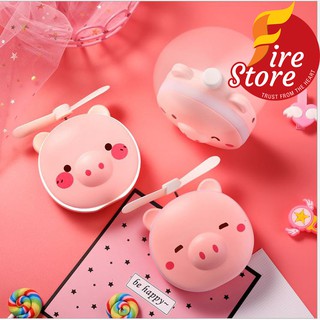 Quạt mini kèm gương và đèn led hình heo siêu dễ thương
