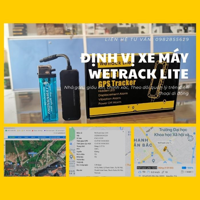 Định vị Wetrack Lite ô tô, xe máy siêu nhỏ, độ chính xác cao, miễn phí cước sim, phần mềm
