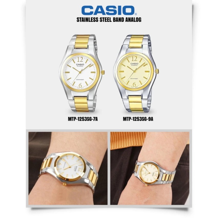 Đồng hồ nam dây kim loại Casio chính hãng Anh Khuê MTP-1253SG-9ADF