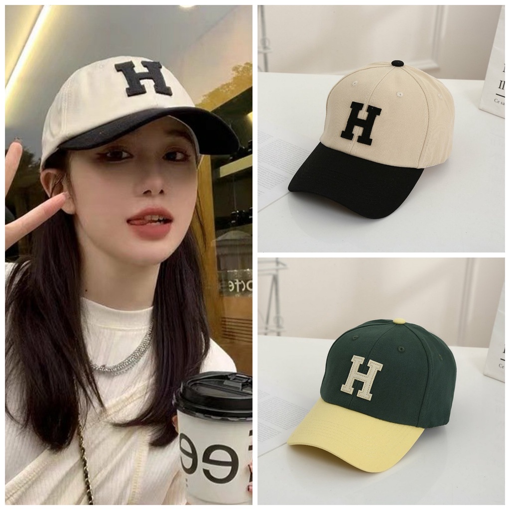 Mũ lưỡi trai nón kết nữ nam Chữ H Hàn Quốc ulzzang đẹp cá tính thể thao thêu chữ đa dạng màu sắc