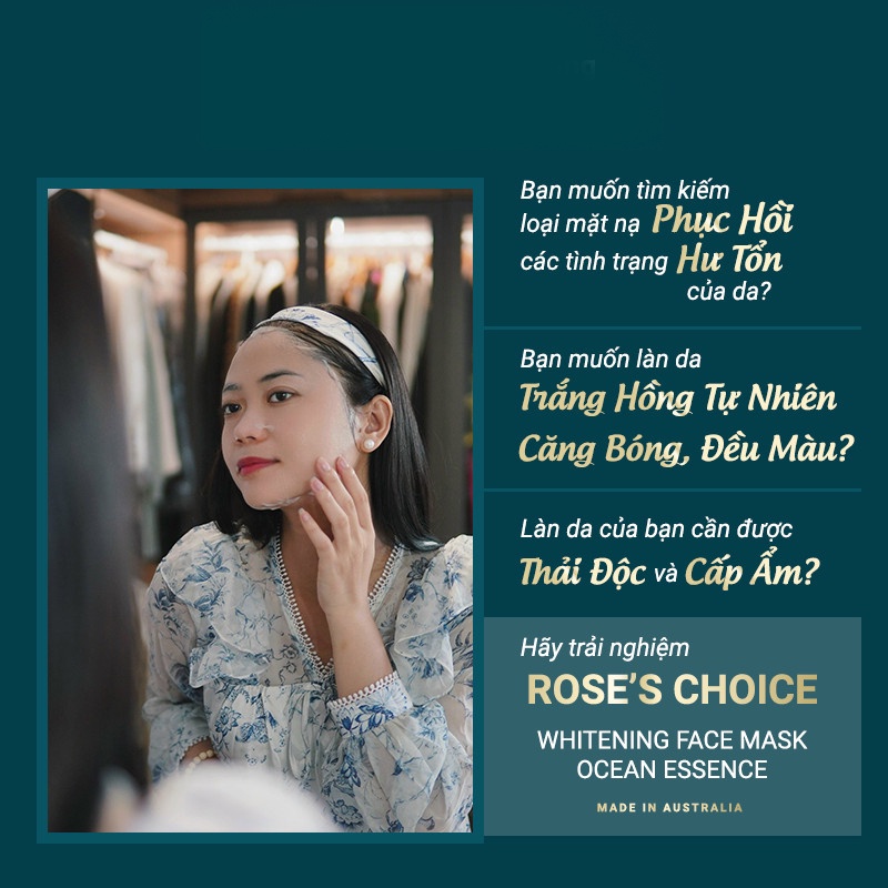 Mặt nạ dưỡng trắng da cao cấp Rose's Choice nhập khẩu từ Úc hộp 5 miếng Rosa Bonita