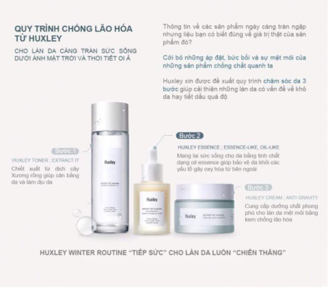 SET DƯỠNG CĂNG BÓNG DA CHỐNG LÃO HOÁ, NÂNG CƠ HUXLEY