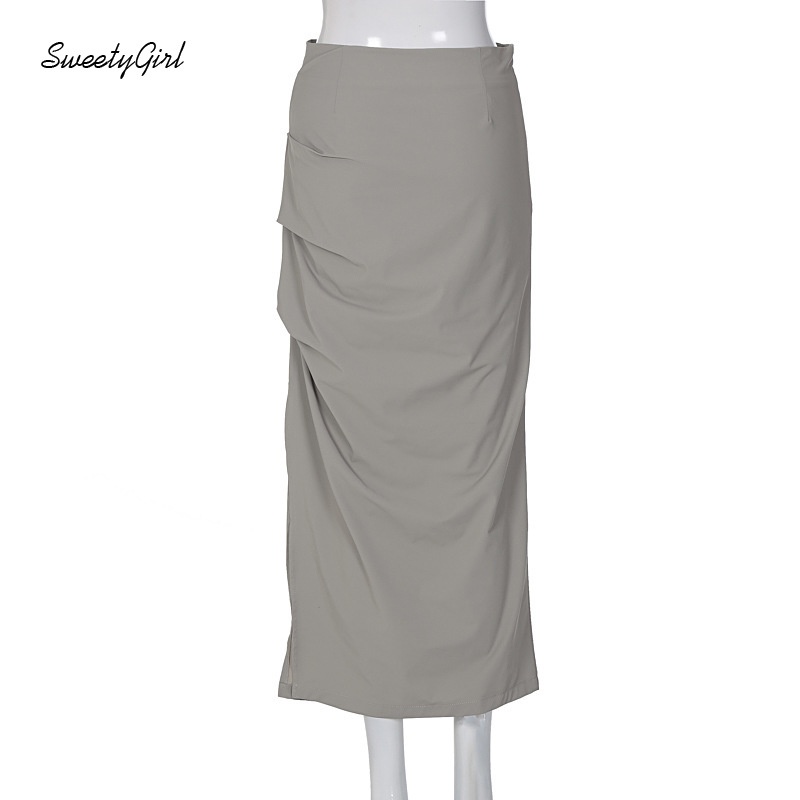 Chân Váy Maxi Lưng Cao Dáng Rộng Màu Sắc Trơn Kiểu Dáng Thể Thao 2022