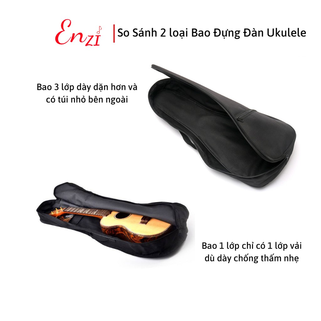 Bao vải đựng đàn ukulele loại 1 lớp chất lượng soprano 21 inch concert 23 inch tenor 26 inch Enzi