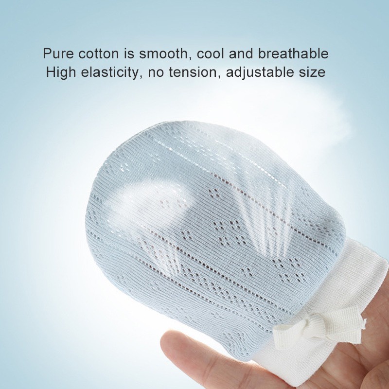 Set 1 Đôi Găng Tay Cotton Chống Cào Trầy Xước Cho Trẻ Sơ Sinh