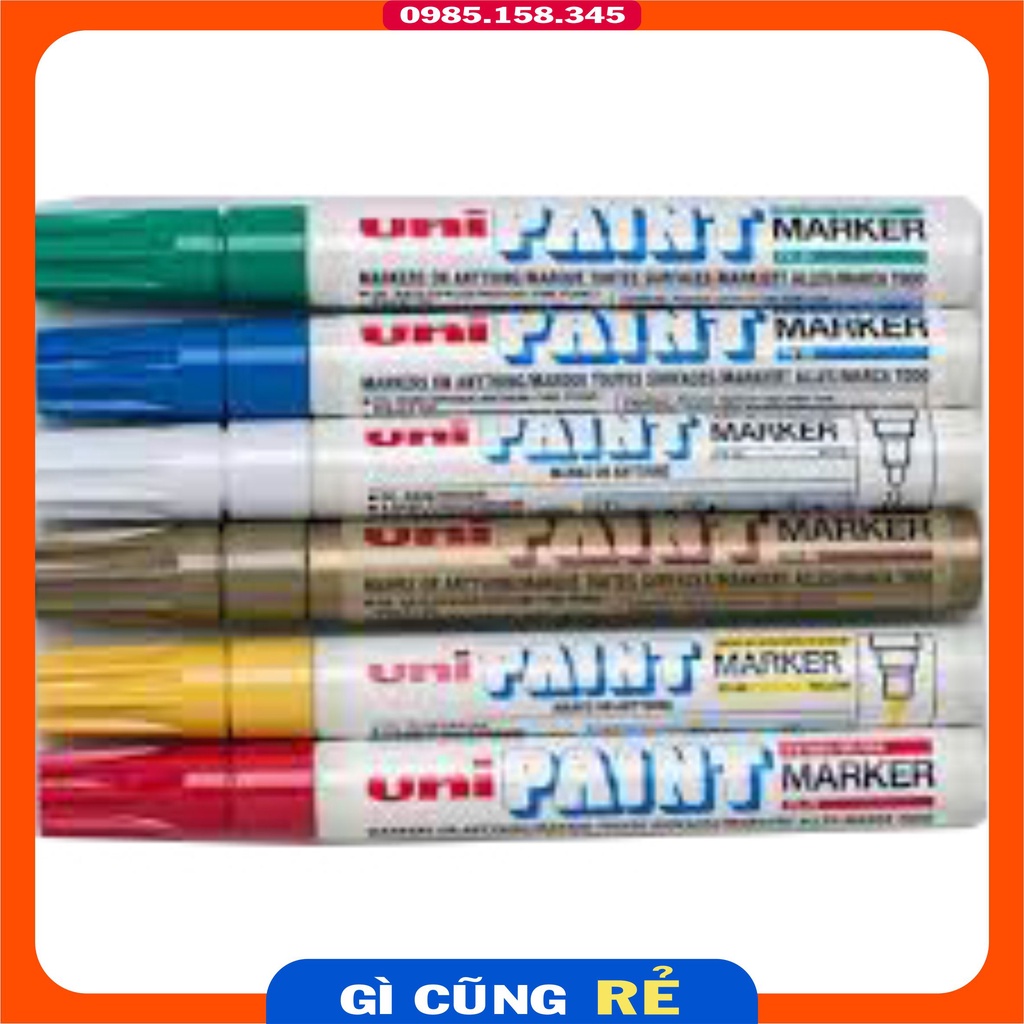 Bút sơn vẽ lốp xe nhật bản paint marker ngòi to  các màu trắng-xanh-đen-đỏ-vàng,..