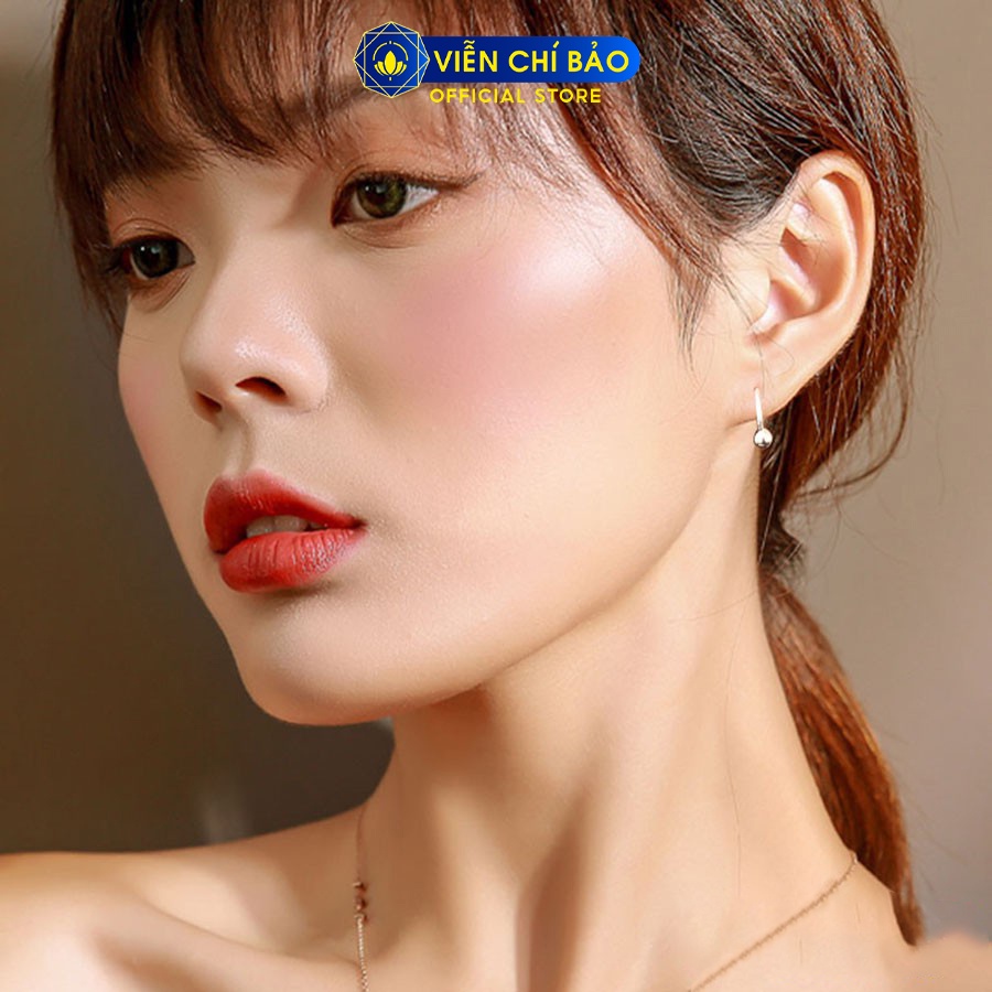Bông tai bạc nữ vòng tròn bi chất liệu bạc 925 thời trang phụ kiện trang sức nữ thương hiệu Viễn Chí Bảo B400111