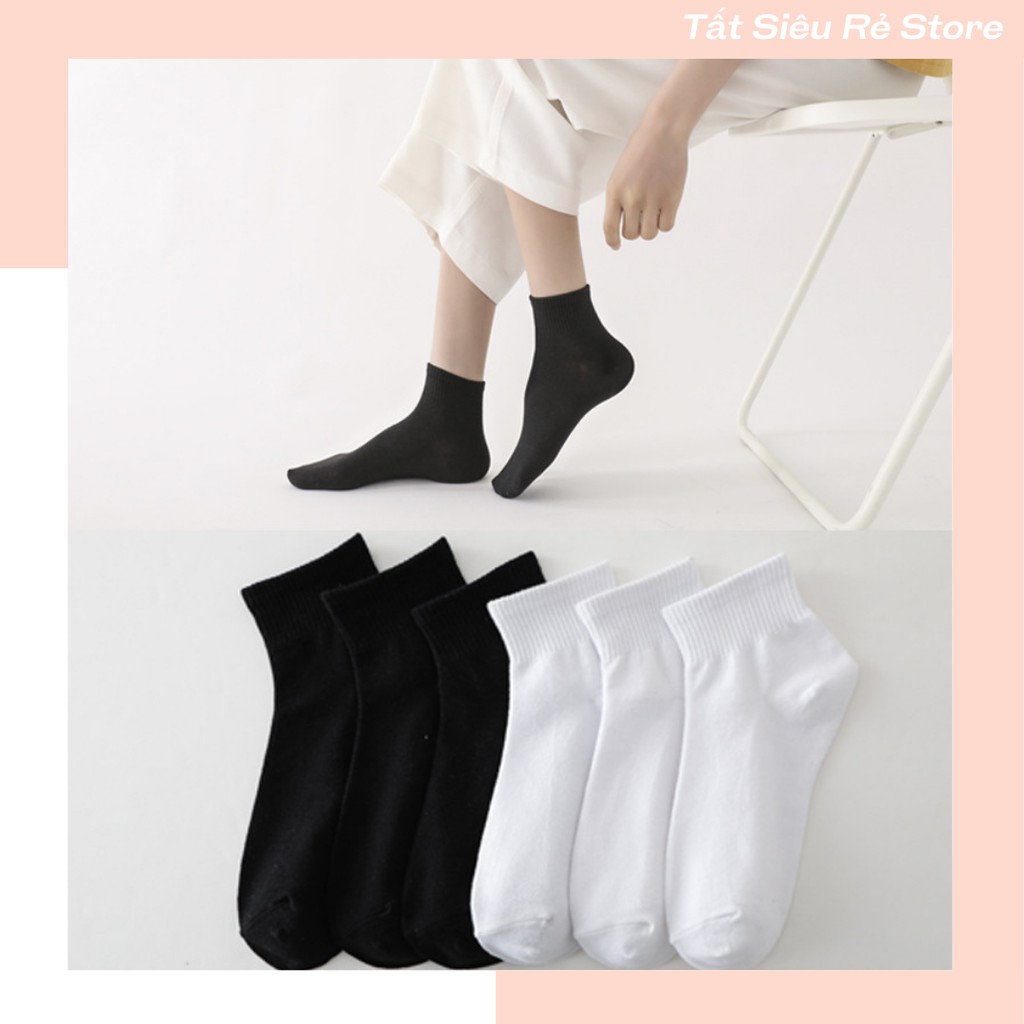 Tất Vớ Trơn Cổ Ngắn Nam Nữ, Vớ Tất Thun Cotton