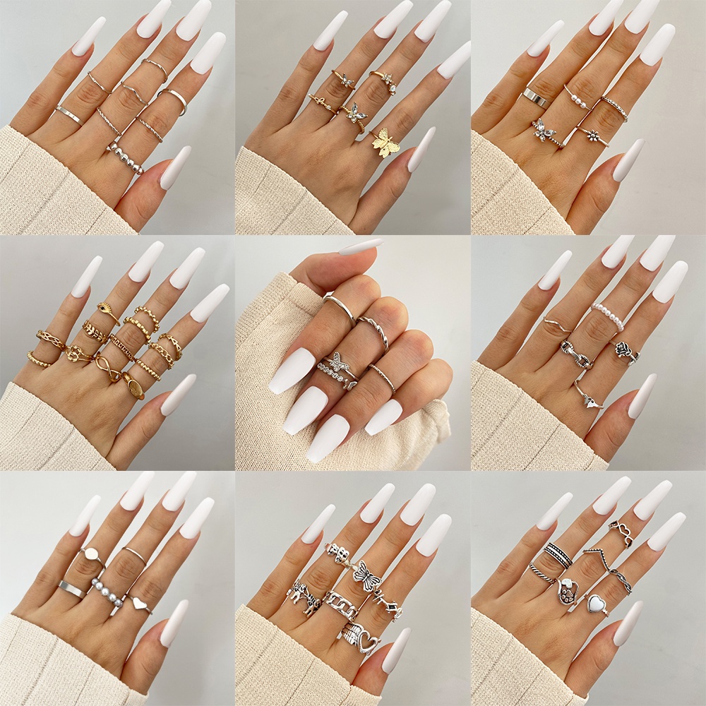 Nhẫn mặt hình bướm màu vàng/ bạc phong cách retro Hàn Quốc thời trang cho nữ