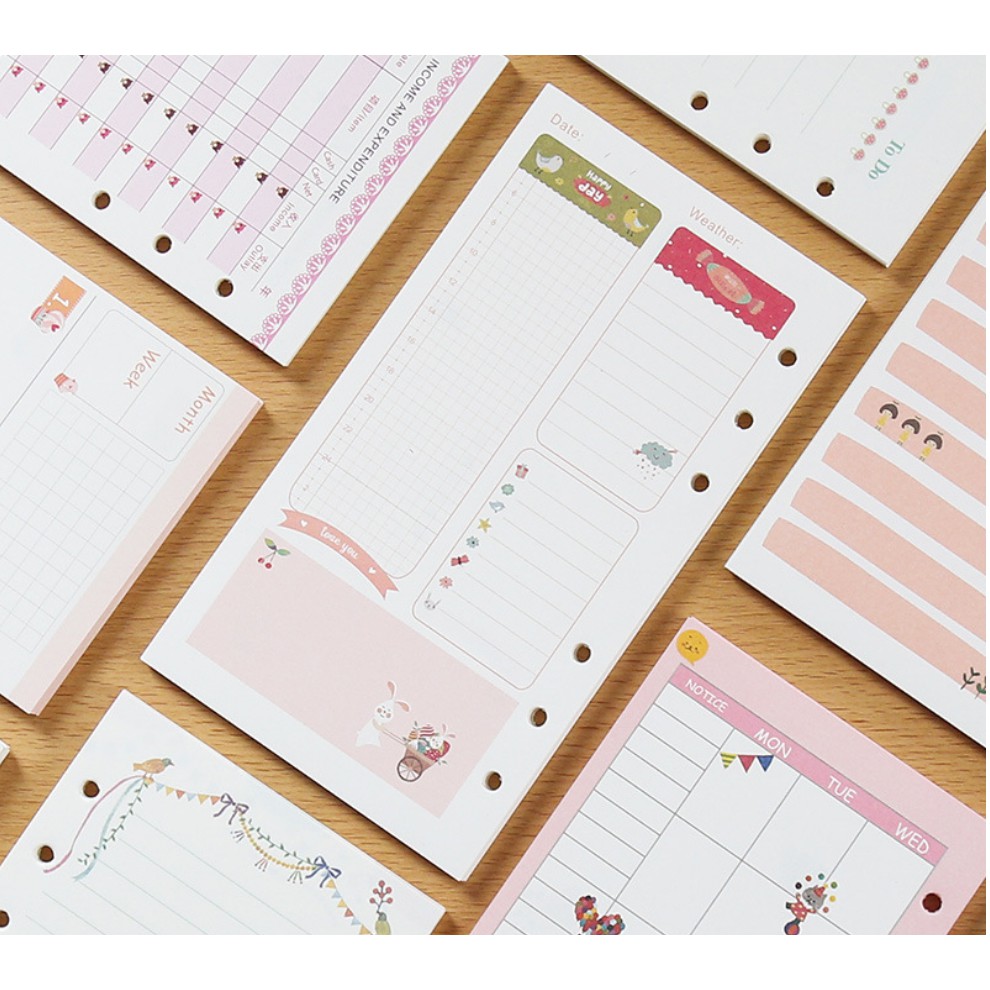 Planner refill A5/A6 màu - Pink - Room17vn