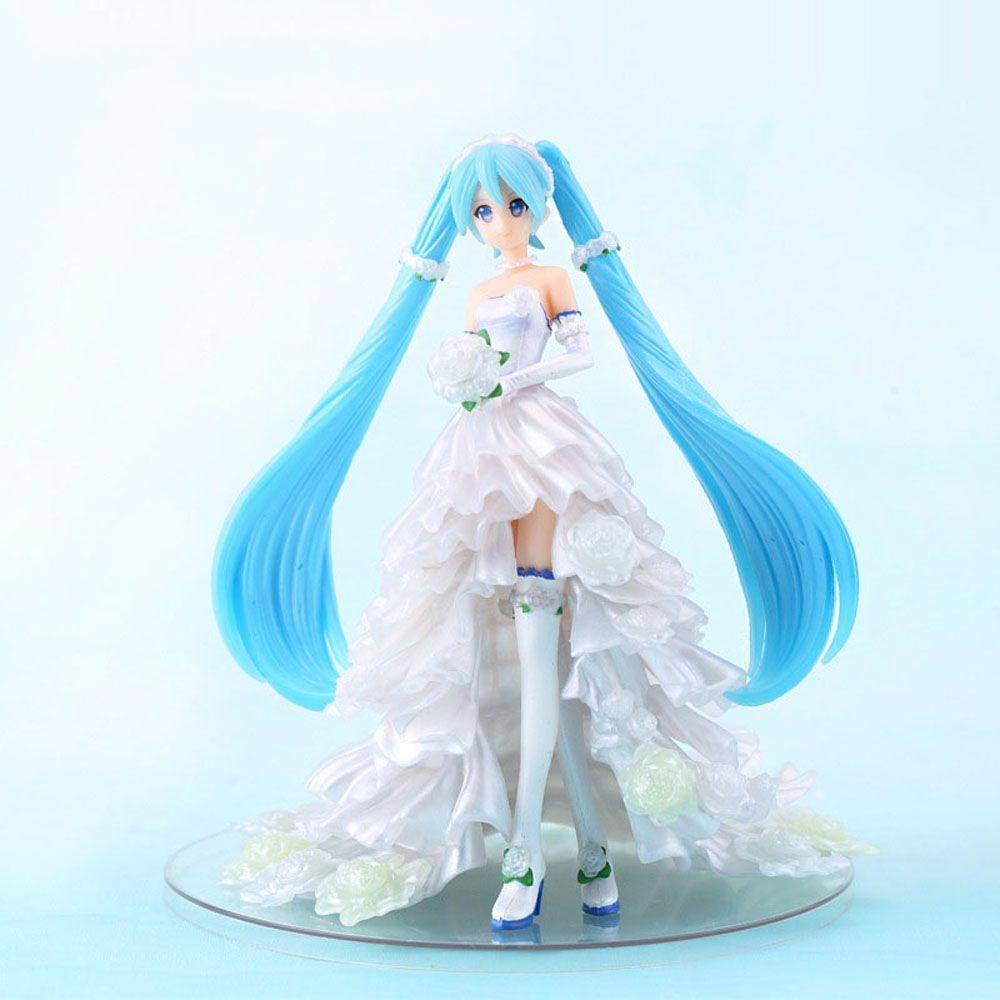Mô hình nhân vật MMULCK Miku Hatsune anime mặc đầm cưới PVC đáng yêu để bàn trang trí