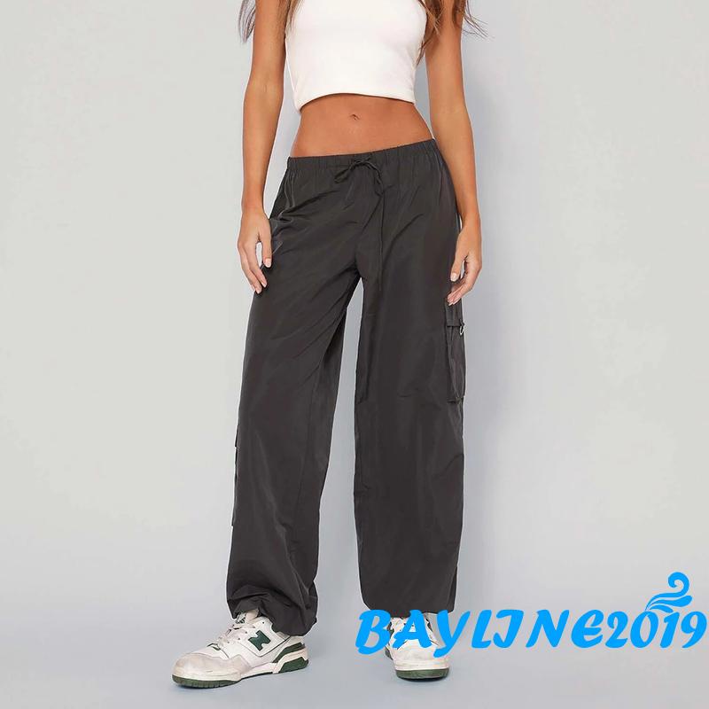 Quần Dài Lưng Thun Ống Rộng Màu Sắc Đơn Giản Cho Nữ