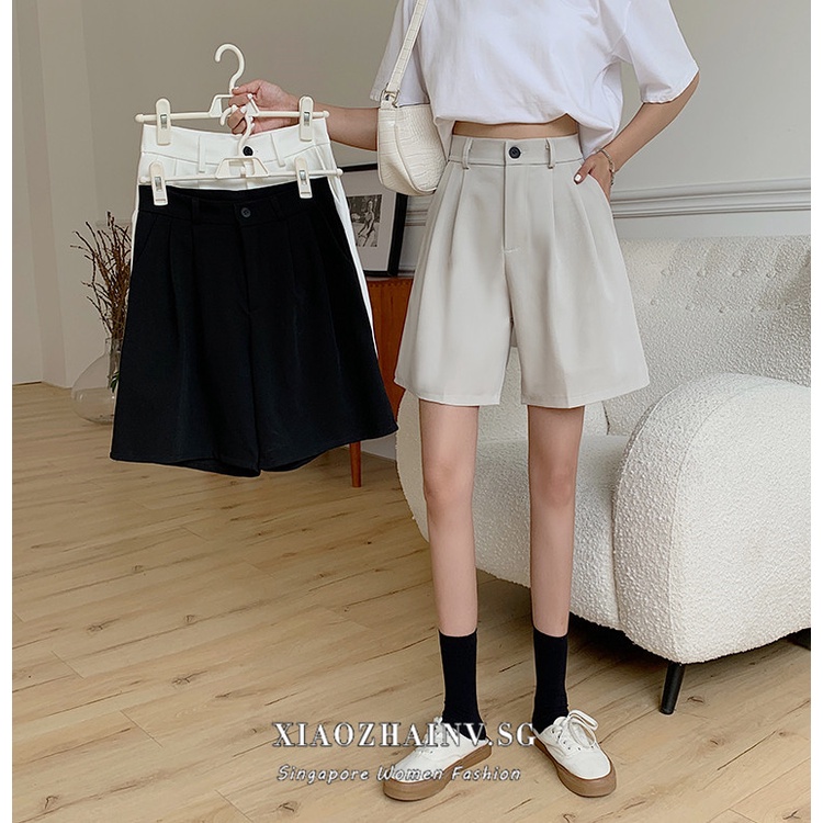 Xiaozhainv Quần short XIAO ZHAI NV lưng cao ống rộng phong cách thời trang Hàn Quốc
