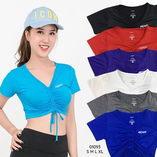 ÁO CROPTOP TẬP GYM YOGA RÚT DÂY READI 01097