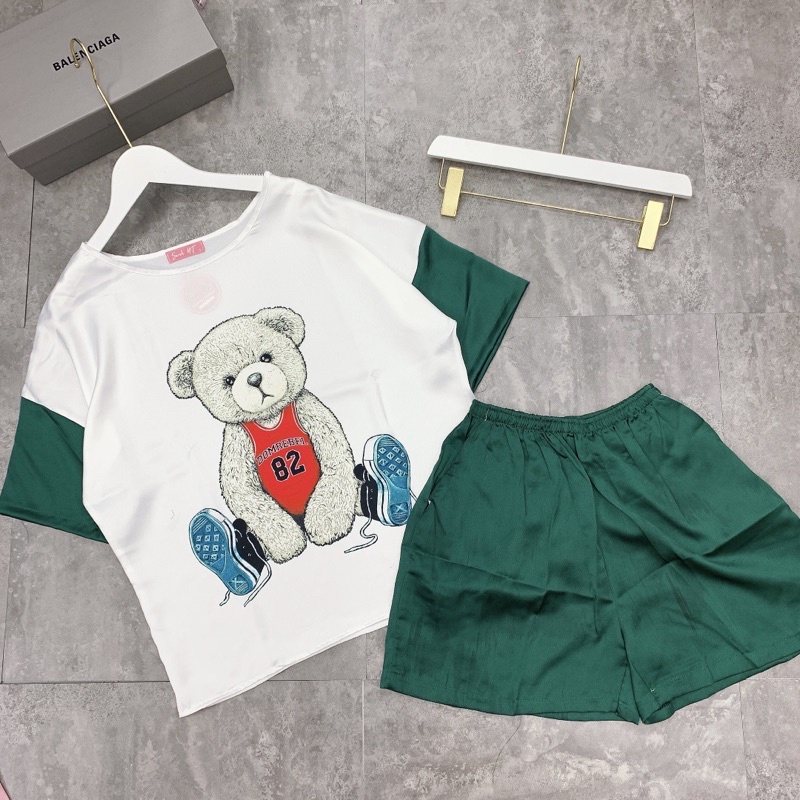Đồ bộ nữ lụa ngủ quần đùi họa tiết hoạt hình cute siêu xinh VIZUKA