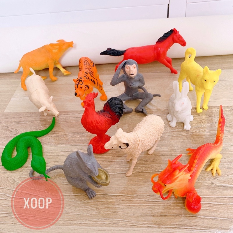 Đồ chơi mô hình bộ 12 con giáp nhiều màu sắc cho bé trai, bé gái
