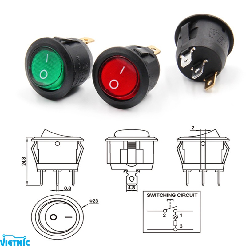 COMBO 10 CÔNG TẮC ON - OFF TRÒN 3 CHÂN