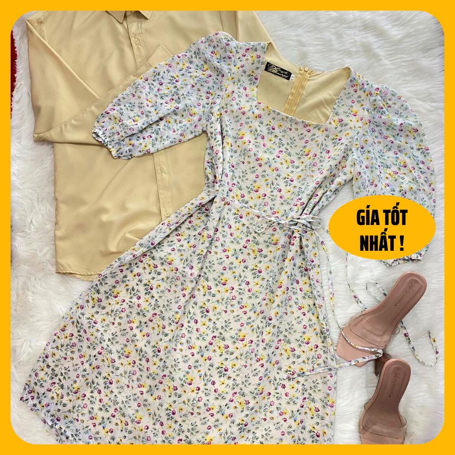 Đồ đôi nam nữ đẹp Set áo váy sơ mi Hàn Quốc dáng dài COUPLE STORE