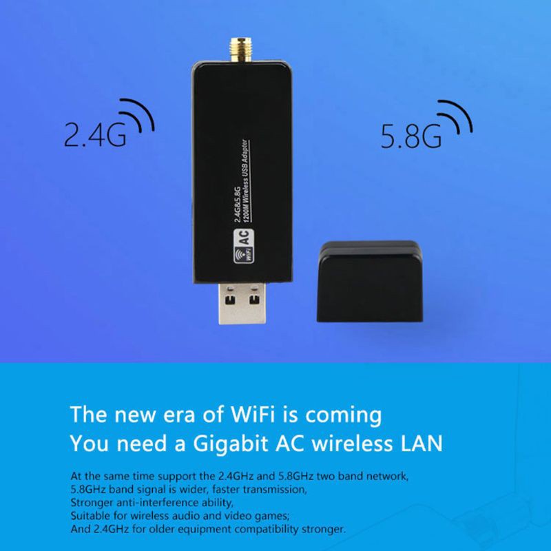 Ăng Ten Không Dây W50L-5Db 2.4g / 5g Wifi Usb3.0 Rtl8812Au Cho Laptop | BigBuy360 - bigbuy360.vn