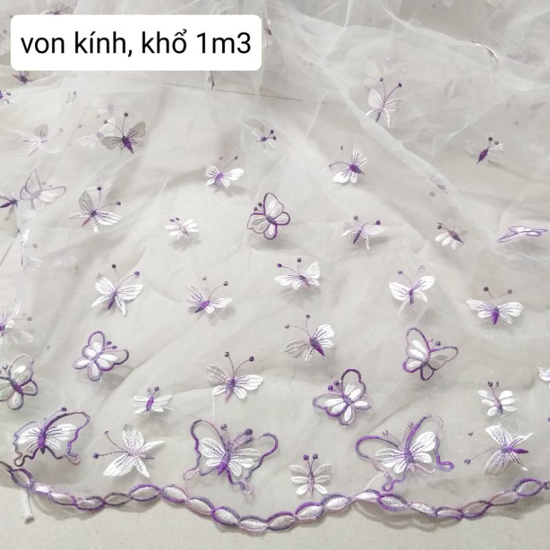 Vải von kính thêu , khổ 1m3 và 1m5.(1M)