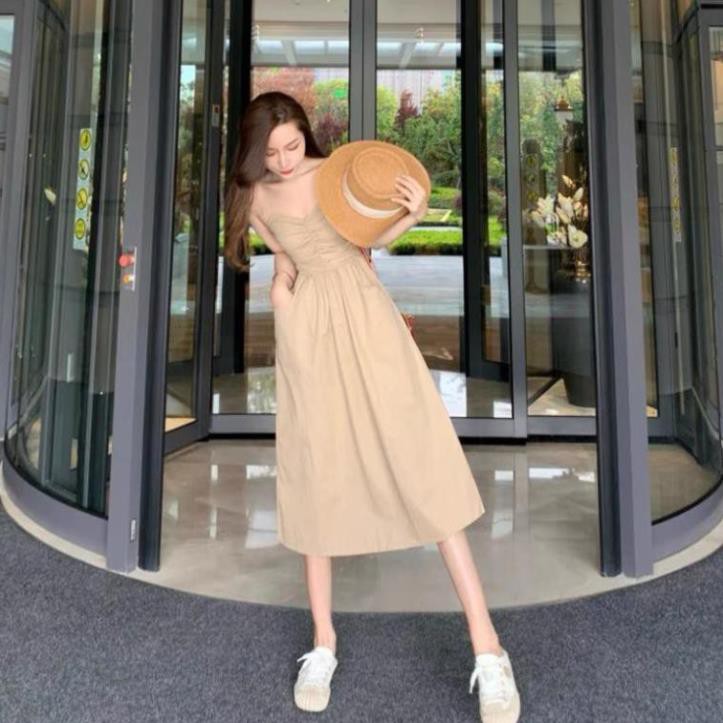 Đầm 2 dây, Váy dây zúm ngực dáng dài Form chuẩn  mặc đi chơi đi biển HOT HIT