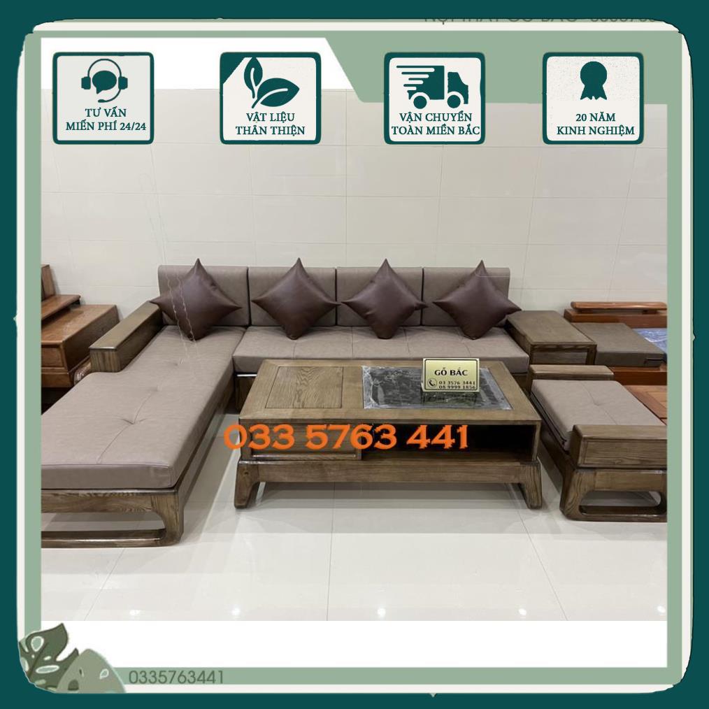 GIÁ GỐC - Sofa gỗ sồi nga 100% góc L giá gốc tại xưởng - sofa goox - ghế sofa