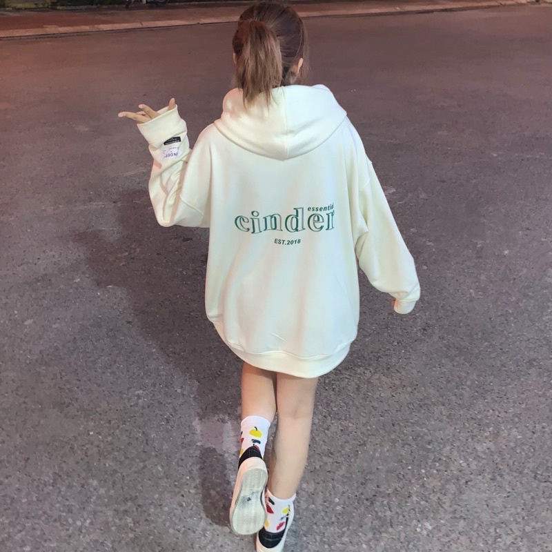 Áo Hoodie Zip Nỉ Bông Cinder Form Unisex Nam Nữ Trùm Đầu