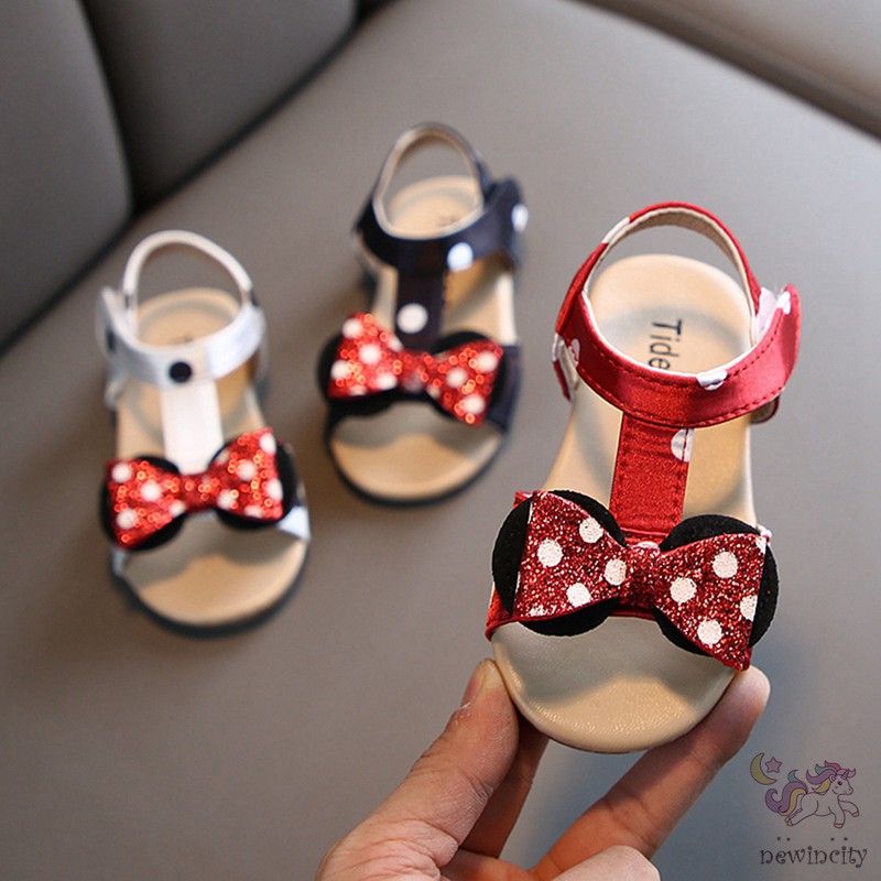 Giày sandal phối nơ phong cách Hàn Quốc thời trang mùa hè cho bé gái