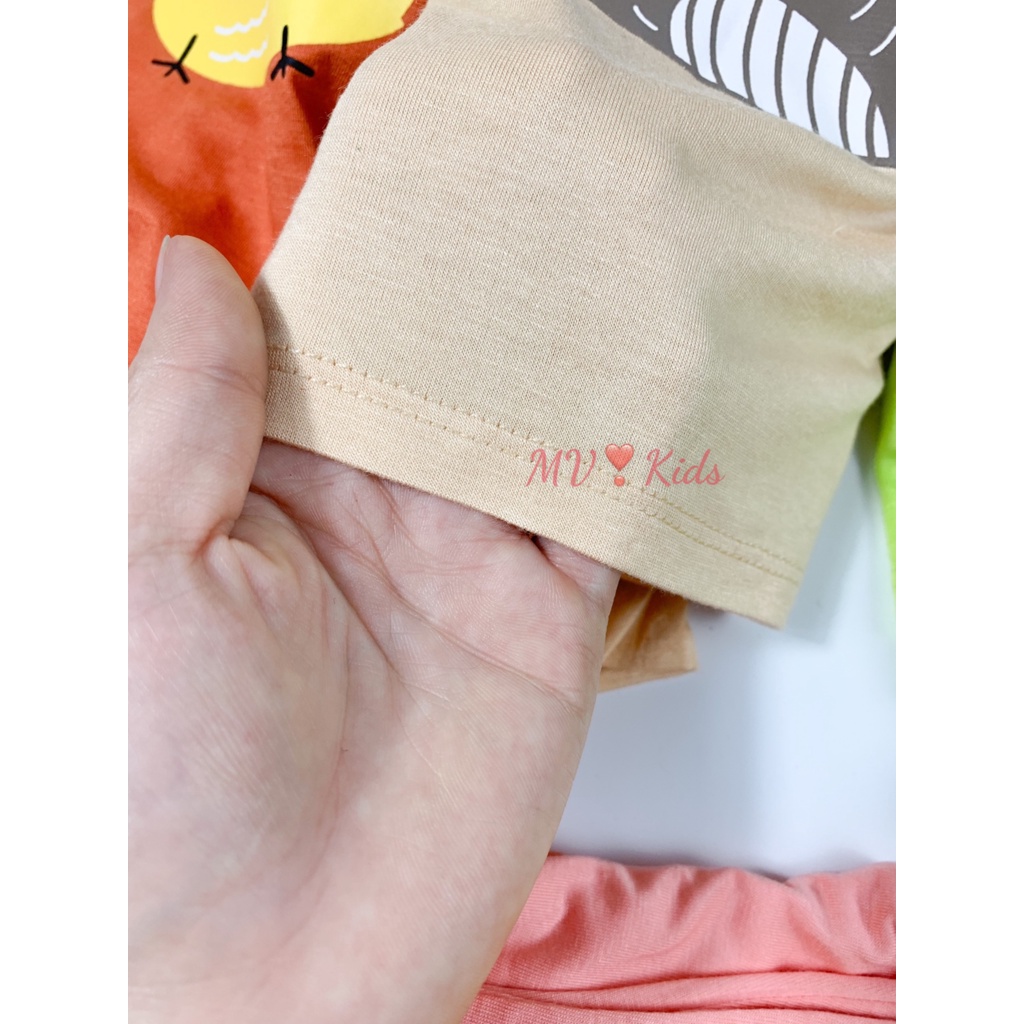 Bộ Quần Áo Bé Gái, Bé Trai Minky Mom Vải Thun Lạnh in hình Khỉ nâu... Dài Tay Cho Bé