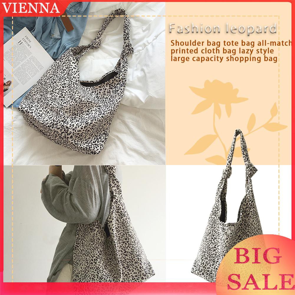 Túi tote cotton xách tay du lịch cỡ lớn hoa văn da beo thời trang nữ | BigBuy360 - bigbuy360.vn