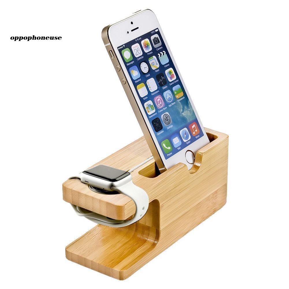 Đế sạc bằng gỗ tre chất lượng cao cho iPhone Apple Watch 38/42mm