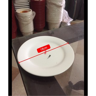 Đĩa sứ trắng tròn fi 18