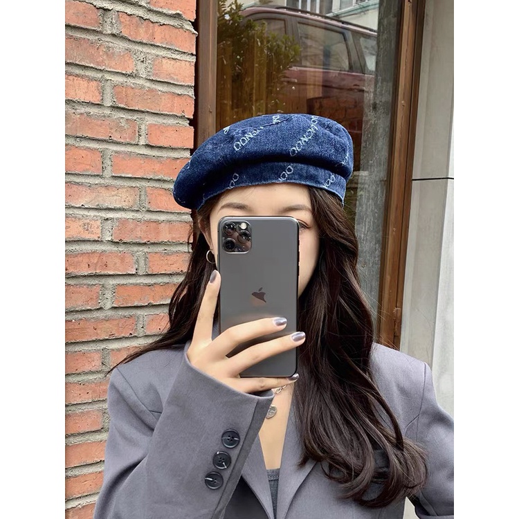 [Mã FAMARAL1 giảm 10K đơn 50K](Hot Tik Tok)Mũ nồi denim dây xích có thể tháo rời phong cách hàn quốc