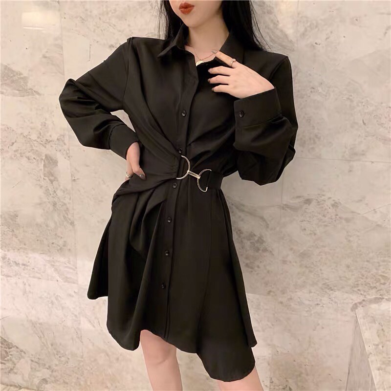 {Hàng đặt order}Váy sơ mi cài eo phong cách