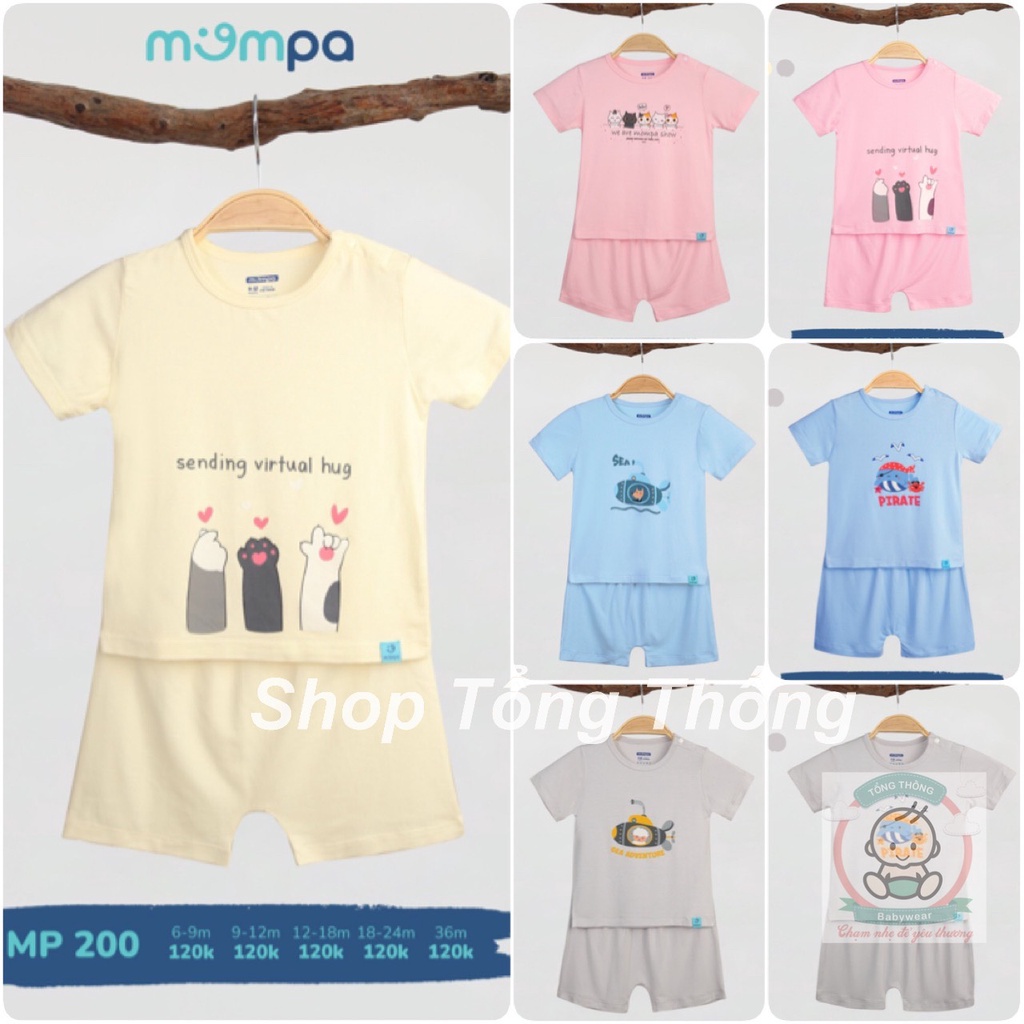 Bộ Mompa vải Bamboo thun lạnh cao cấp mềm mịn cộc tay thoáng mát thấm hút tốt cho bé trai bé gái MP018 MP200