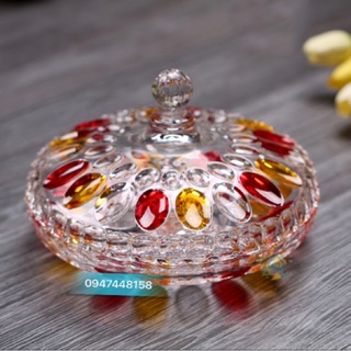 Âu thuỷ tinh 3 ngăn đựng bánh kẹo, mứt tết