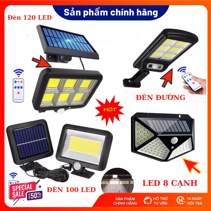 Đèn năng lượng mặt trời sân vườn-Đèn 68/100/120led-60w-Cảm biến ngày đêm-Chống nước-Tiết kiệm điện
