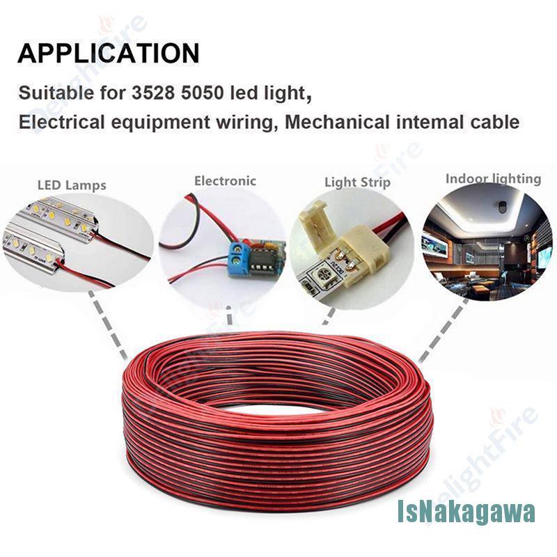 10m Dây Cáp Đèn Led 2 Pin 22awg 2 Lõi Màu Đỏ Đen