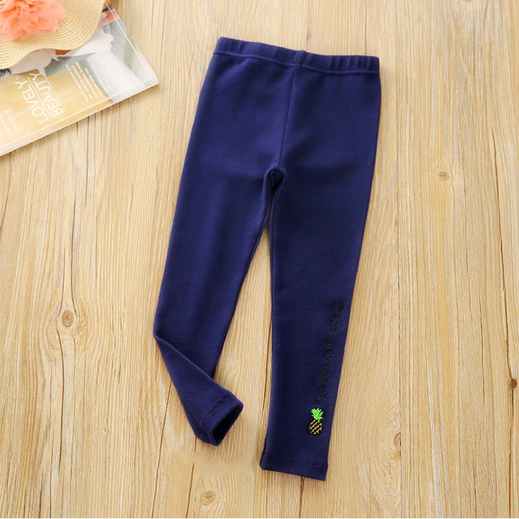 Quần legging cho bé gái 6-45kg co dãn 4 chiều hình thêu hoa quả