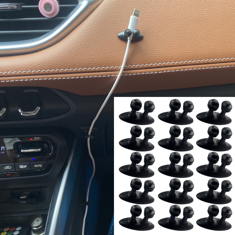 Set 8 Kẹp Giữ Dây Cáp Sạc Điện Thoại Tự Dính Cho Xe Hơi
