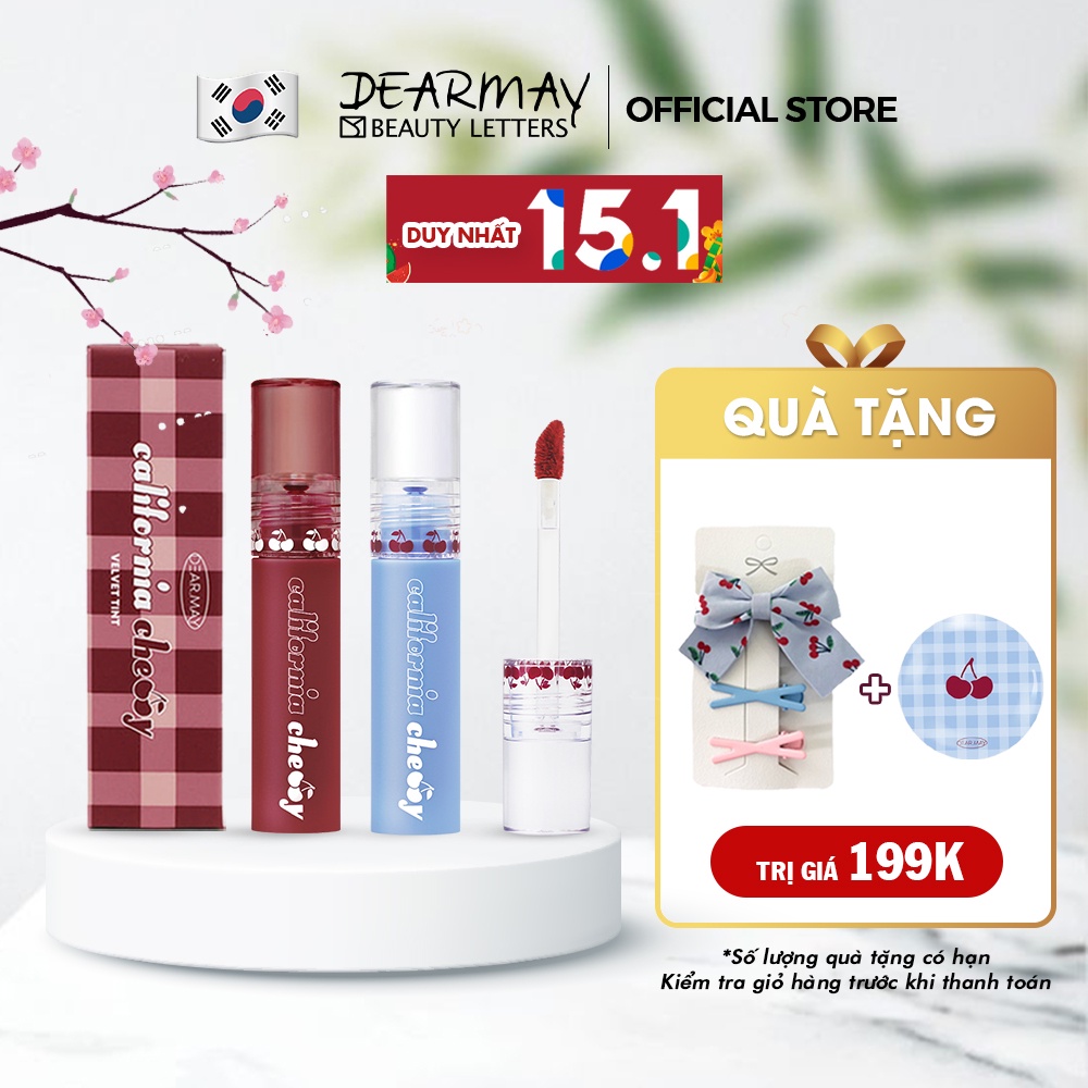 Combo Son Kem Lì Dearmay California Cherry Velvet Tint 4.4g