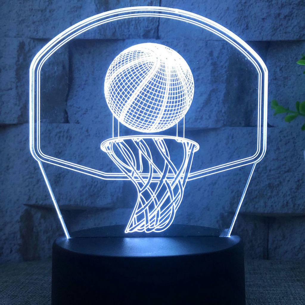 Đèn Ngủ 3D Hình Ngôi Sao Bóng Rổ Điều Khiển Từ Xa Tiện Dụng