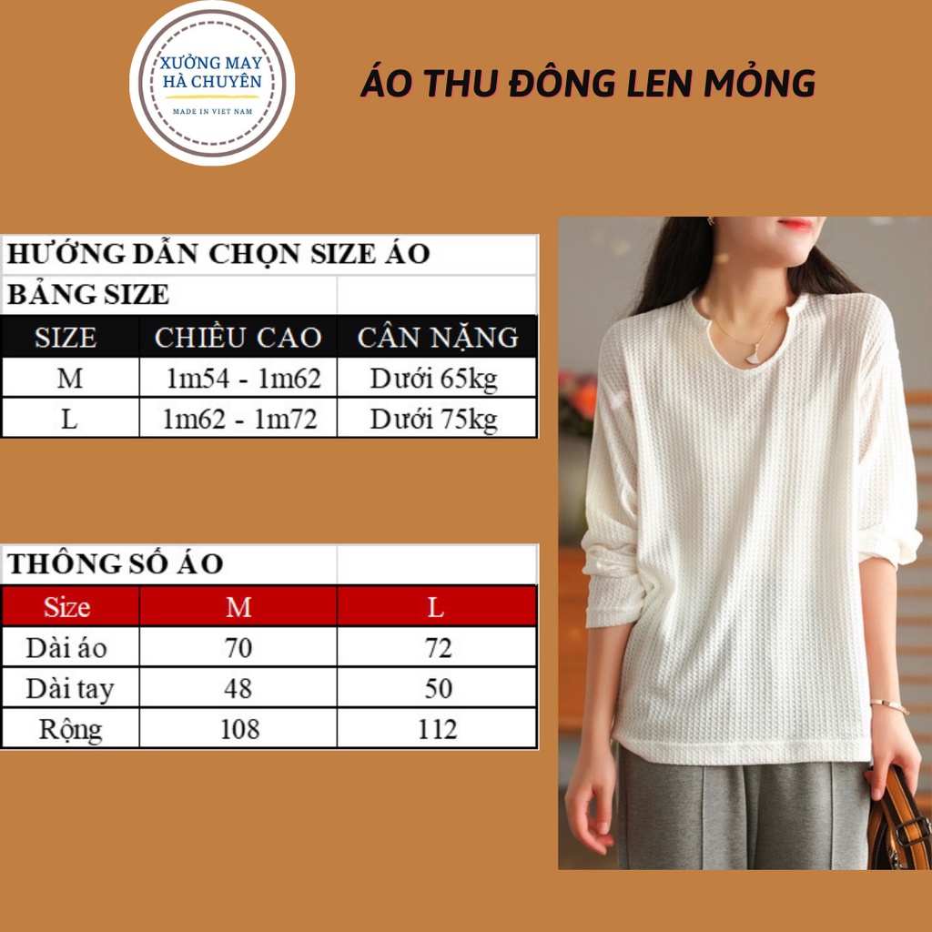Áo thu đông len mỏng dài tay chất len tổ ong, áo thun cổ khoét cá tính mã A01