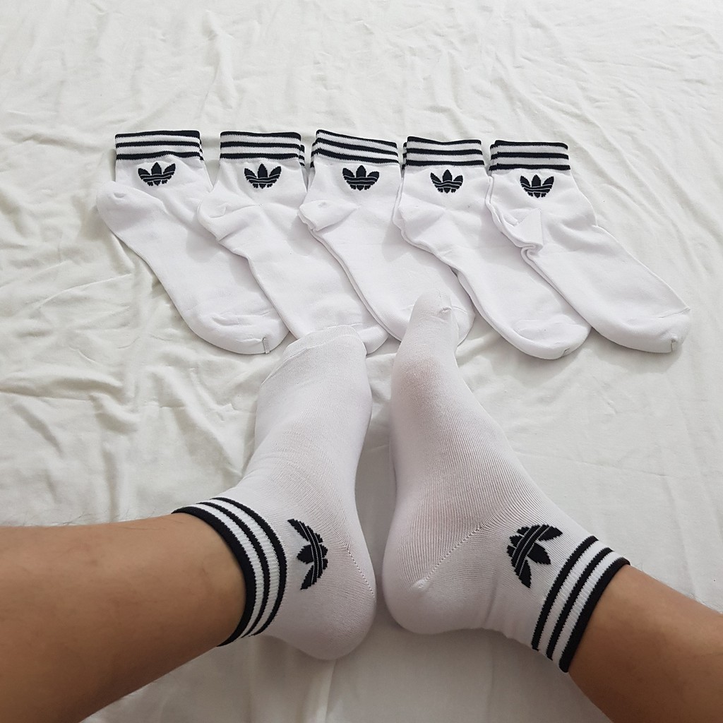 Tất thể thao das sọc trung cổ trắng - Free ship + Quà tặng Loved socks by TatsTats.vn