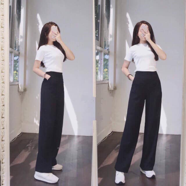 Quần Culottes Khóa Hông [FREESHIP]  Quần suông ống rộng phong cách