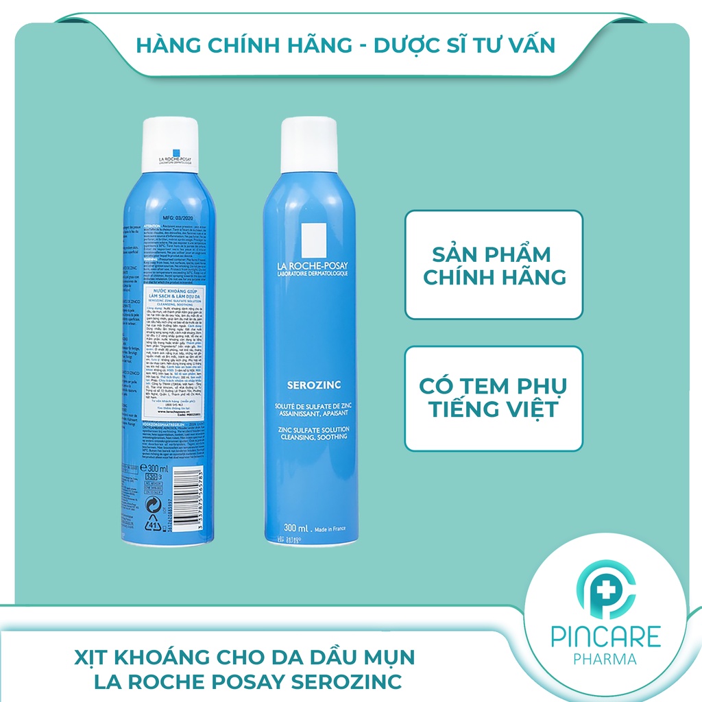 Xịt khoáng La Roche Posay Serozinc cho da dầu mụn - Hàng chính hãng - Nhà thuốc PinCare